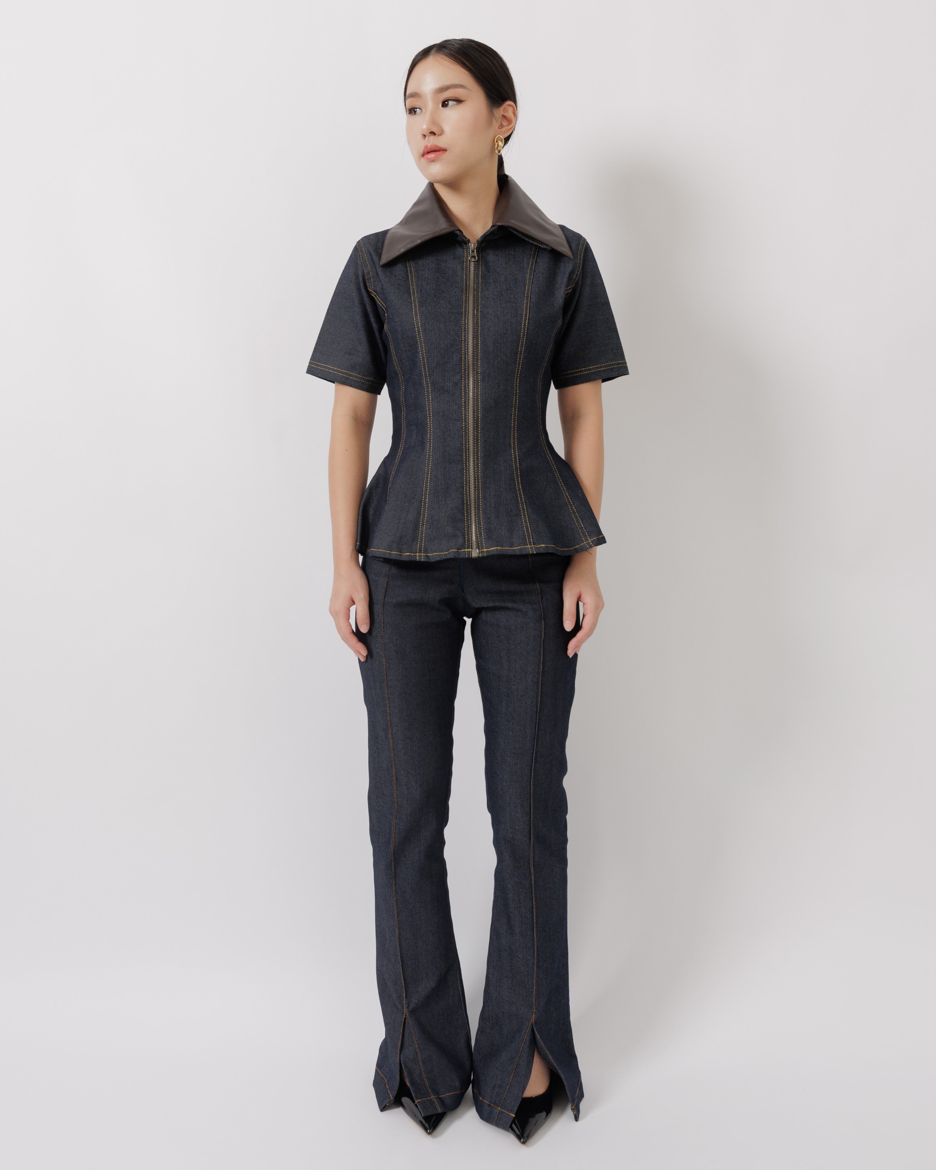 Kora Top & Brinna Pants In Denim