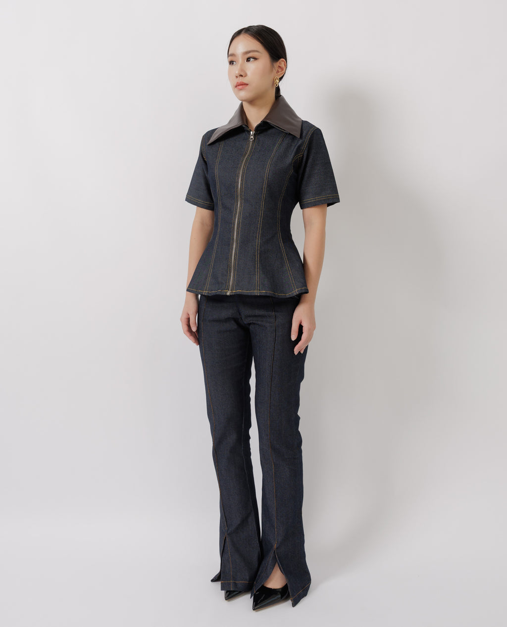 Kora Top & Brinna Pants In Denim