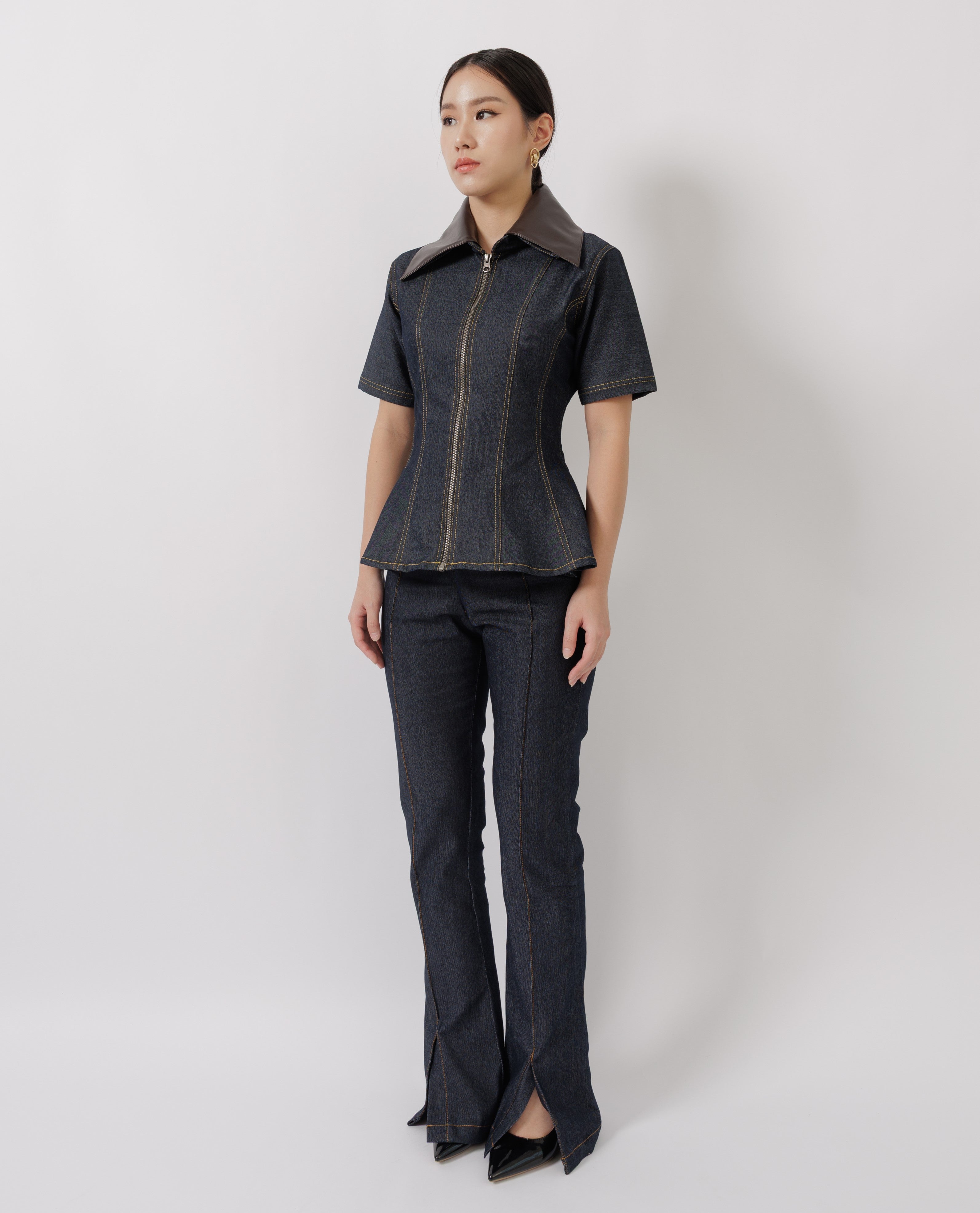 Kora Top & Brinna Pants In Denim